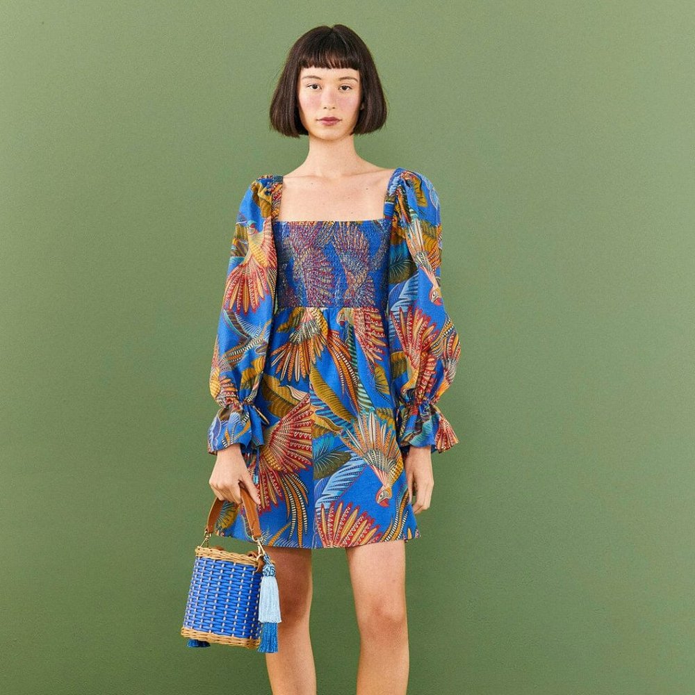 Blue Macaw Flight Mini Dress